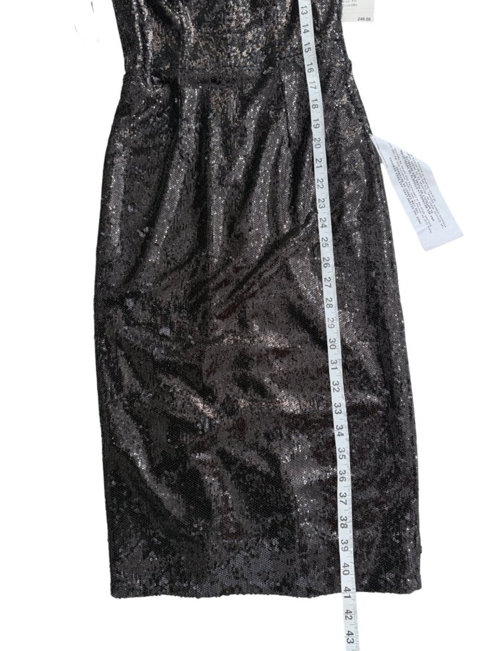 Dress The Population Sz XS Black Mary Sequin Dress Cocktail Sleeveless Midi NEW - Picture 7 of 8